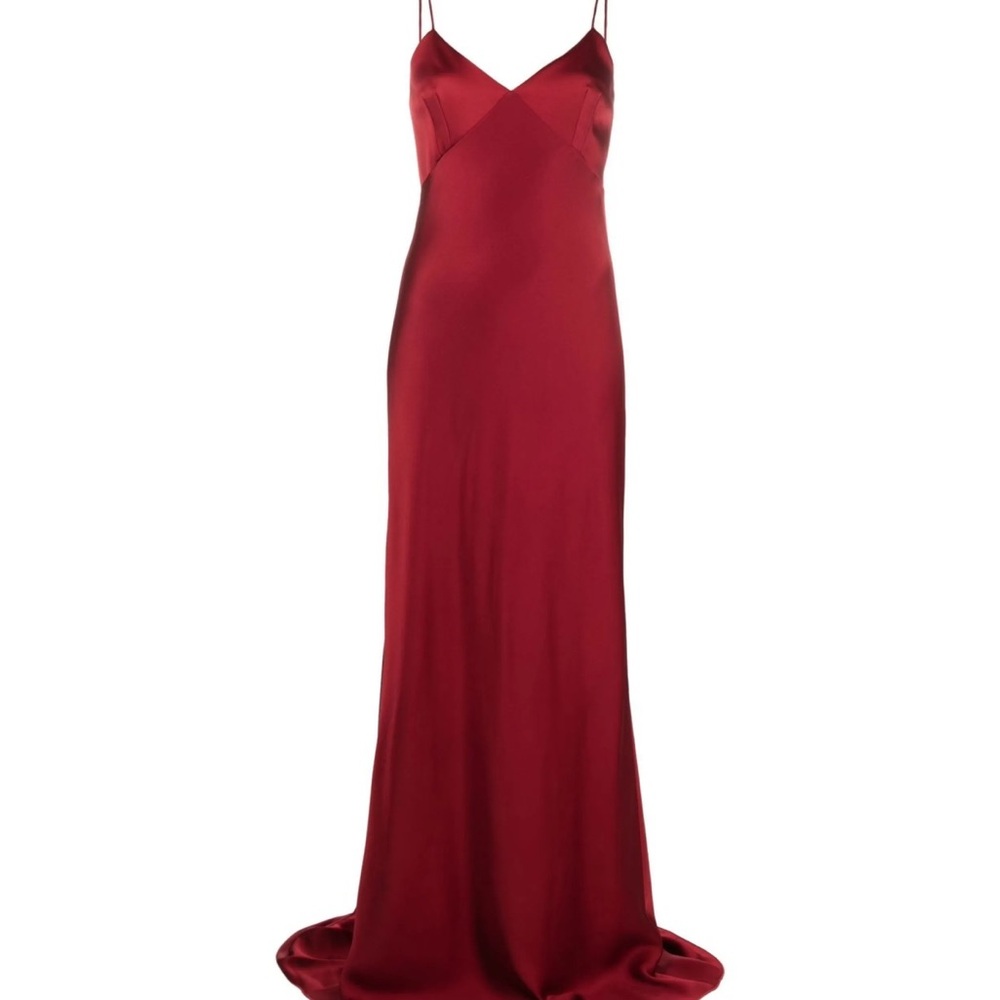 Max Mara Elegant Red Satin Gown - Picture 2 of 12